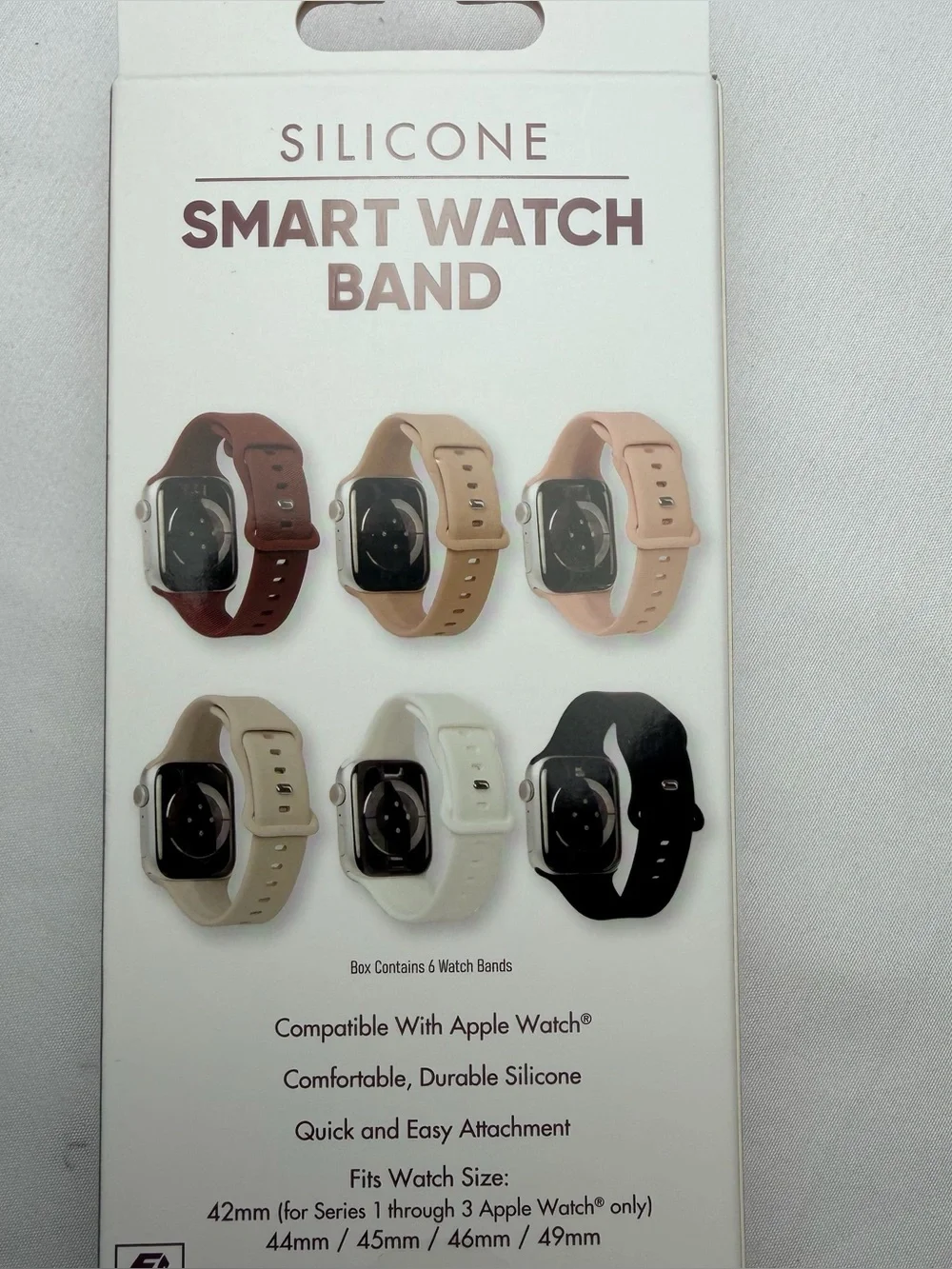 6-Pack Silicone Watch Bands for Smartwatches - Multi-Color